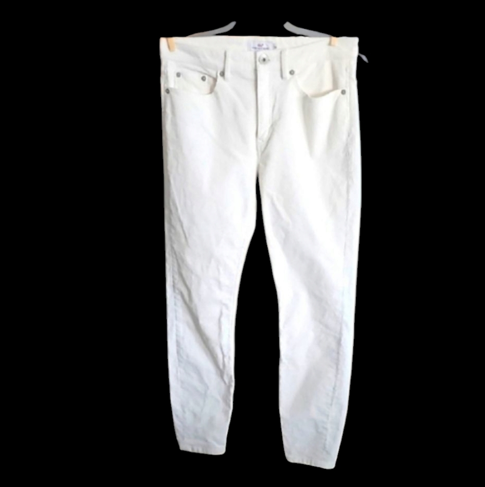 Vineyard Vines Off White High-rise Skinny Corduroy Pants